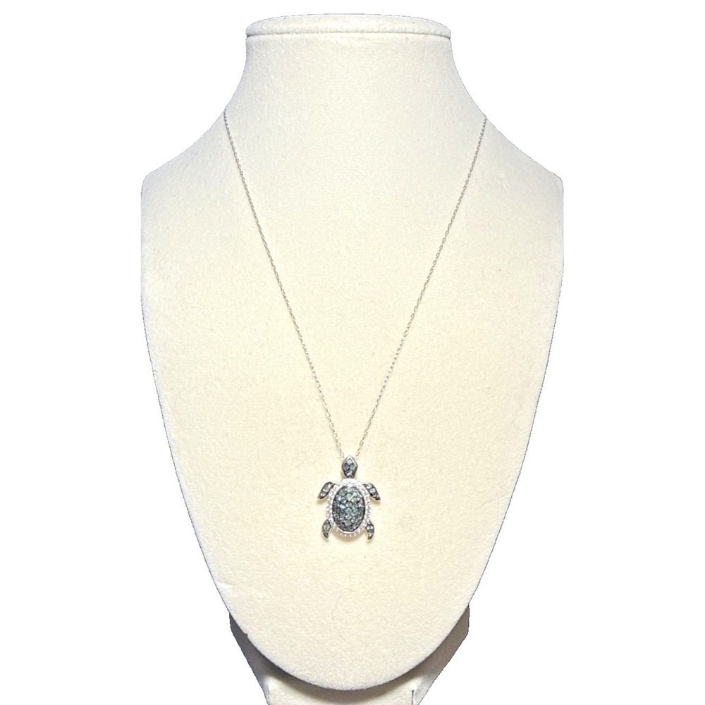Rare Kenneth Jay Lane 925 Sterling Silver Turtle Pendant Necklace J-9O